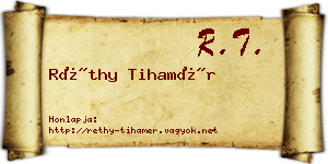 Réthy Tihamér névjegykártya