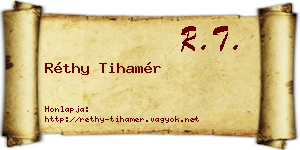 Réthy Tihamér névjegykártya
